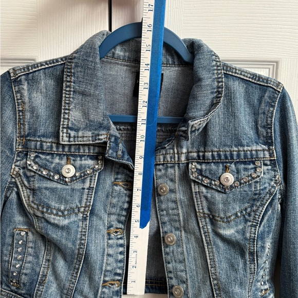 Highway Jeans Blue Denim Jacket with Rhinestones. - Picture 3 of 10